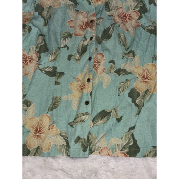 Jamaica Jazz Women’s Sz. XL green tropical Design Silk Blend Button Up Shirt - Picture 8 of 12
